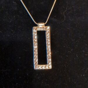 Silver Toned Stone Encrusted Geometric Statement Necklace